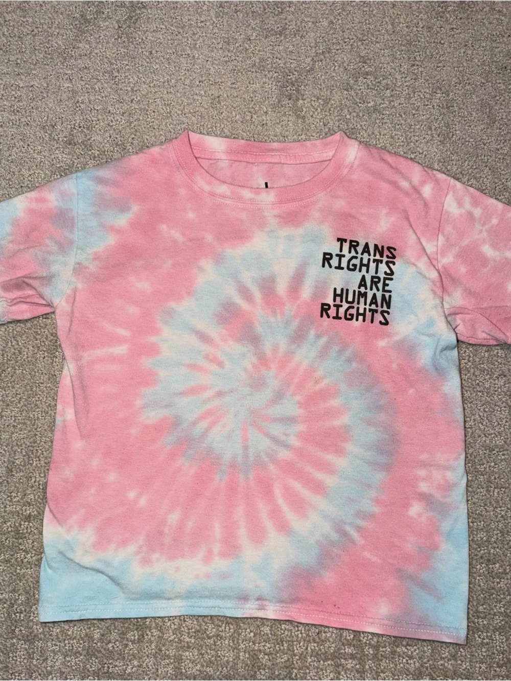Kids Tie Dye “Trans Rights are Human Rights” Shirt Size XS